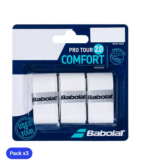 Babolat Pro Tour 2.0 White Padel Overgrips - 3 - Pack for Enhanced Grip - CornerCanada