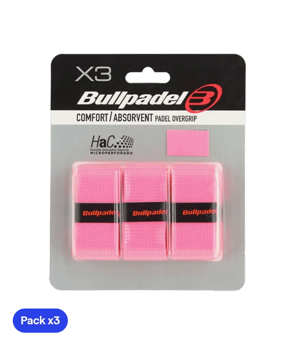 Bullpadel GB1201 Comfort Absorbent Pink Fluor Padel Overgrips 3 - Pack - CornerCanada