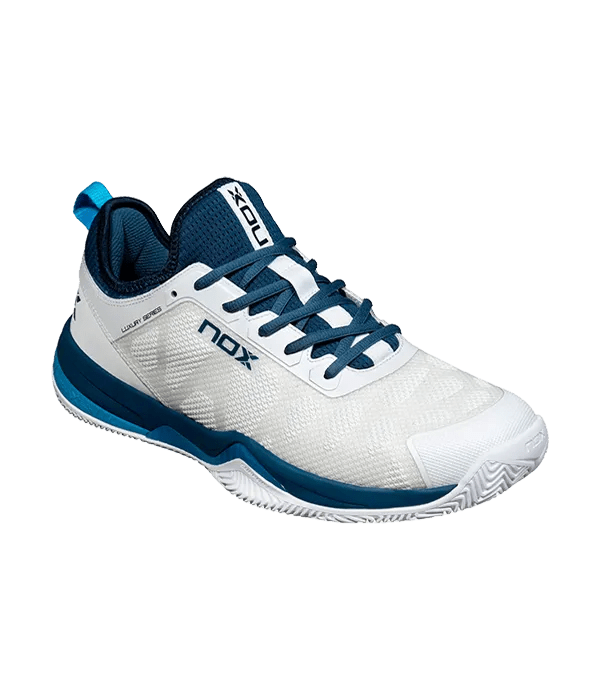 NOX Nerbo Padel Shoes: Dynamic Grip, Stability, Energy Return, White/Swedish Blue - CornerCanada